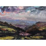 Stephen Stringer, Expansive rural view, oil.