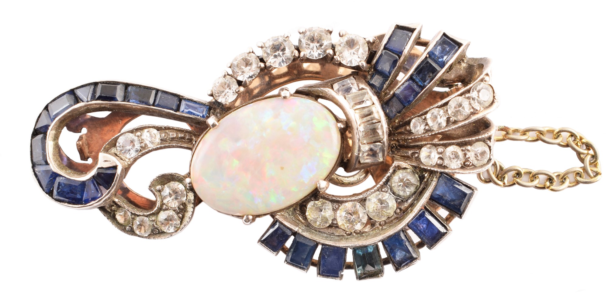 Continental art-deco opal set clip