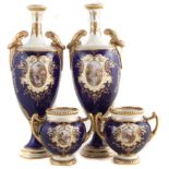 Two pairs of Coalport vases
