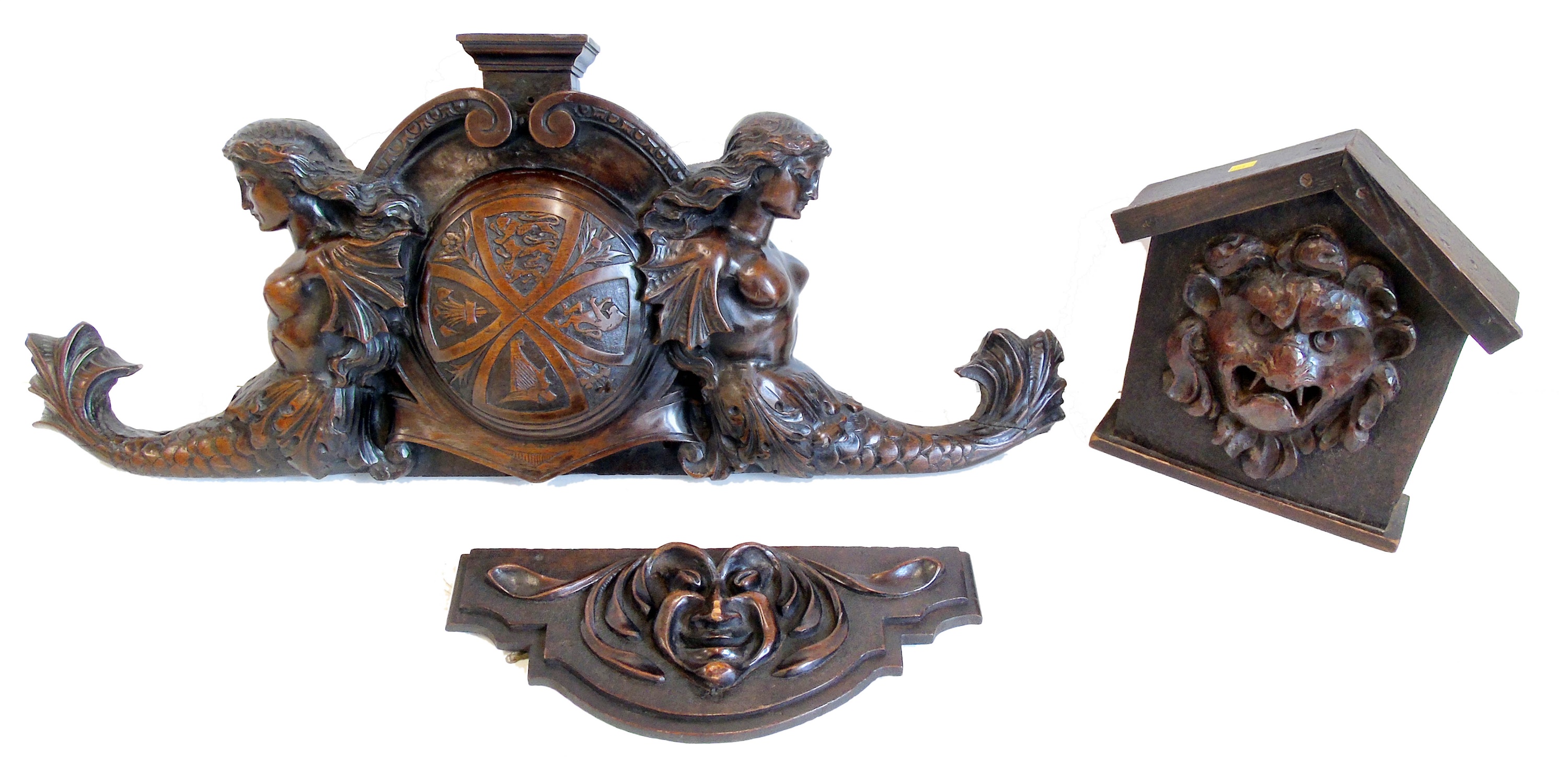 19th century carved hardwood pediment.