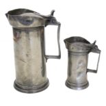 Two 19th century Continental pewter cylinder shaped measures.