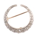 Diamond and 18ct white gold crescent brooch