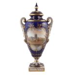 Royal Worcester twin handled lidded vase,