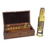 Late 19th century unnamed brass field microscope