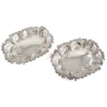 Pair of silver dishes of oval shape