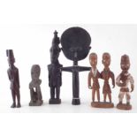 African Baule carving of a colonial pair, two figures of soldiers, Asante Akuaba Doll, also a Sepik