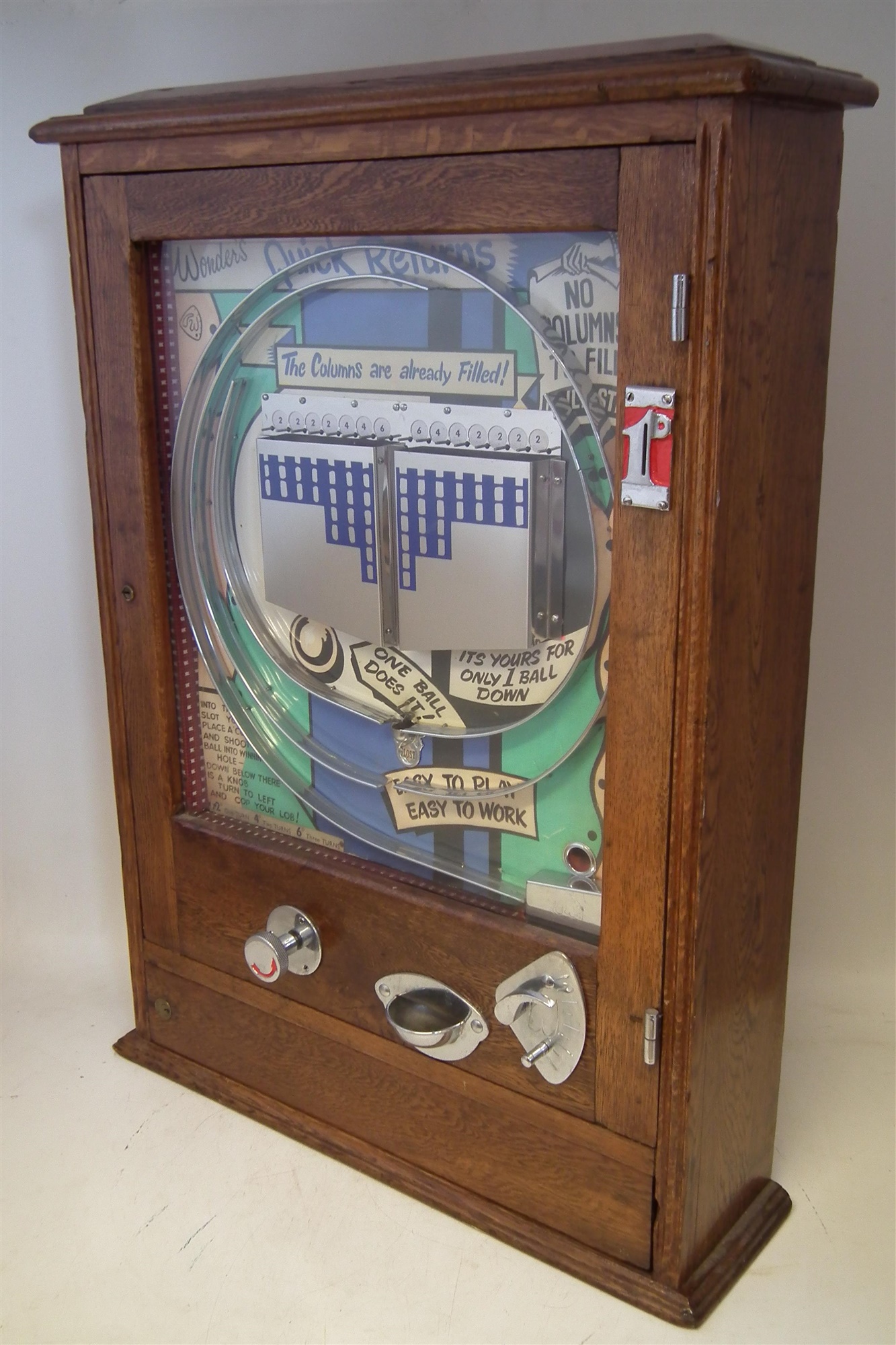 Wondermatic 'Quick Returns' penny slot pinball machine, with two keys, 88cm high. The machine - Image 2 of 12