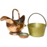 Geo-copper coal bucket with swing handle and brass kettle