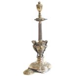 An art nouveau style table centre, approx 64cm high, unmarked white metal