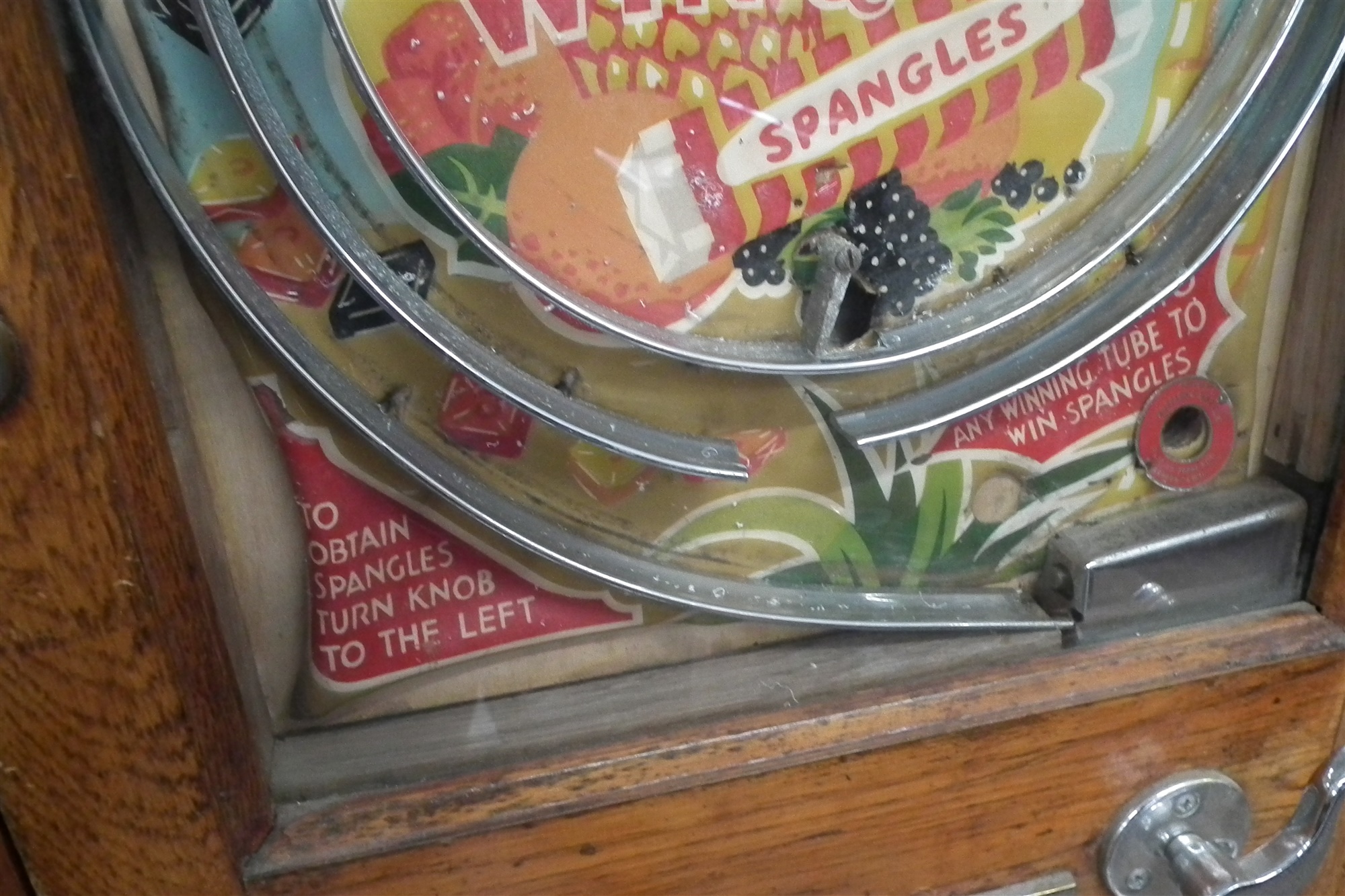 Ruffler and Walker London Triple slot machine in arcade cabinet, to include 'Rowntrees Fruit - Image 8 of 22