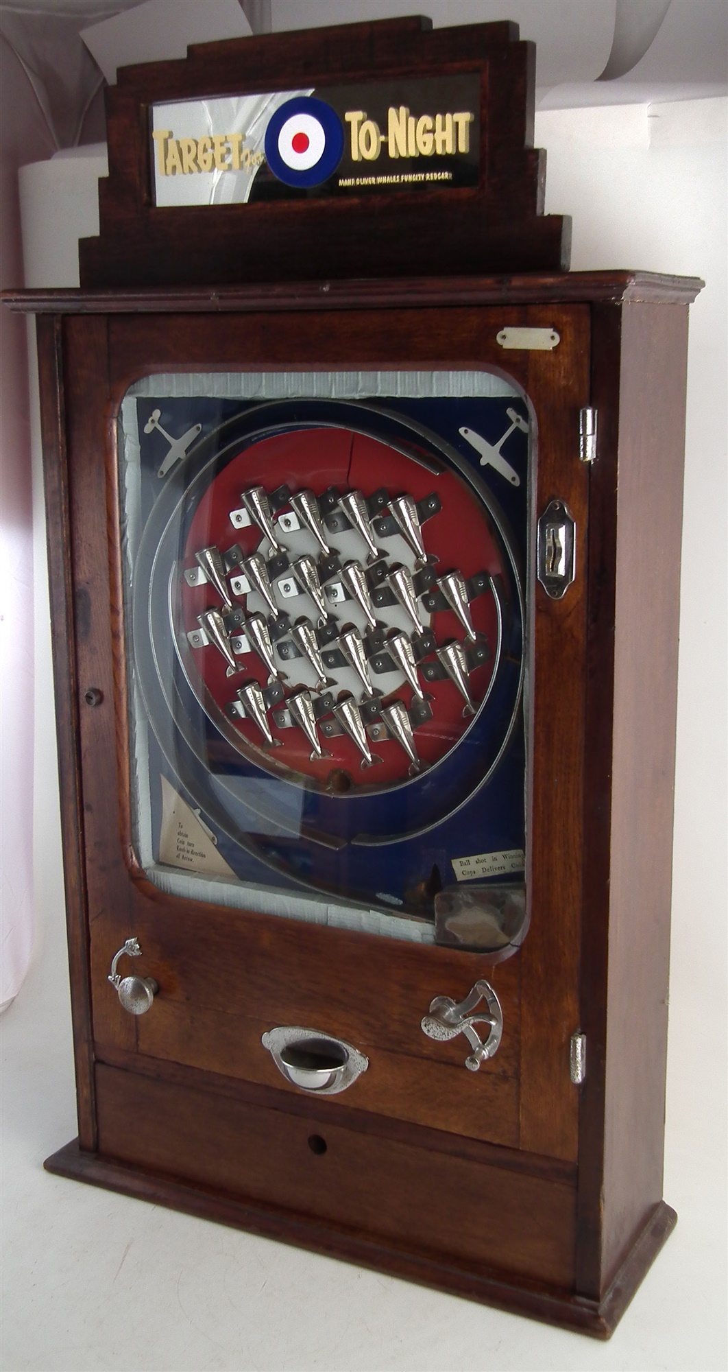 Oliver Whales 'Target for To-Night' penny slot machine, with twenty chromed fighter aircraft cups, - Image 2 of 14