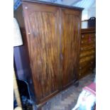 19th century mahogany 2 door hanging wardrobe 123cm wide