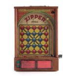 Zipper Skill French pinball machine, stamped 383, with one key, 44cm high The shooting mechanism