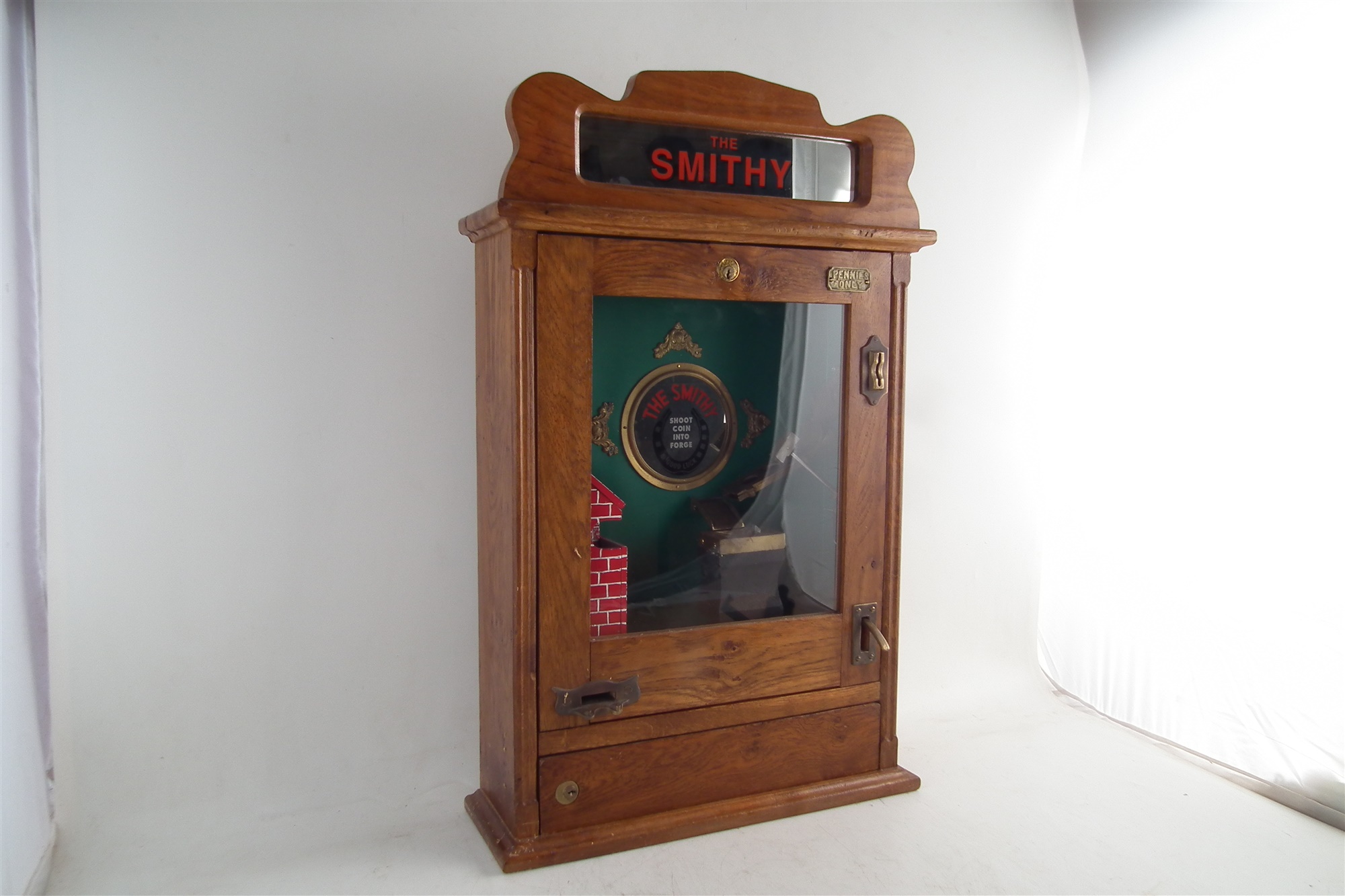 The Smithy penny slot flick machine reproduction, with four keys, 68.5cm high The machine appears to - Image 2 of 6