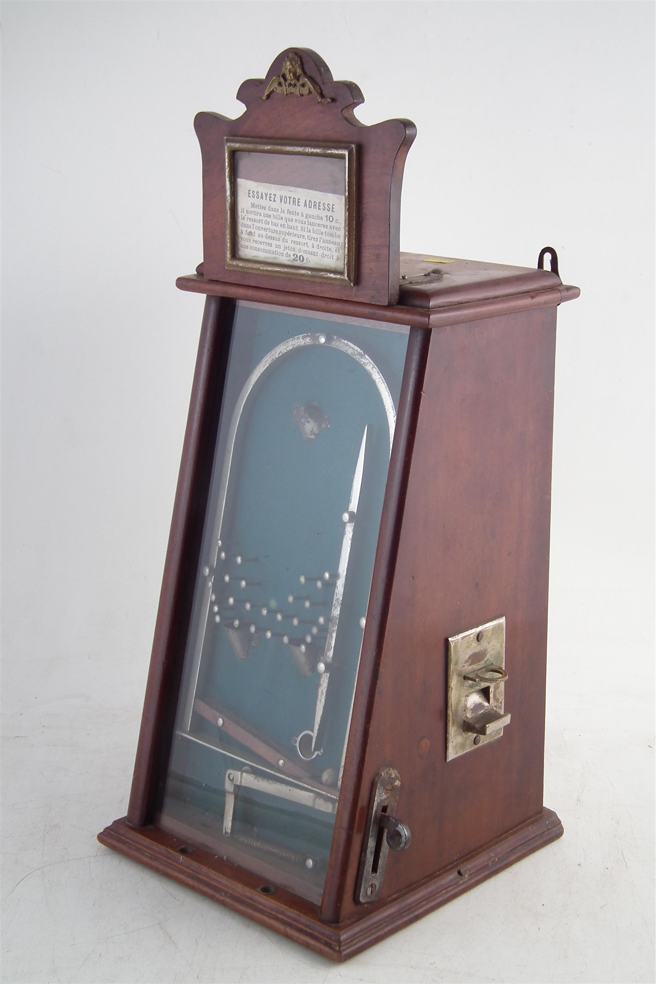 French slot machine, stamped inside A Bessmann, working off a 10c coin, with key, 55cm high - Image 2 of 8