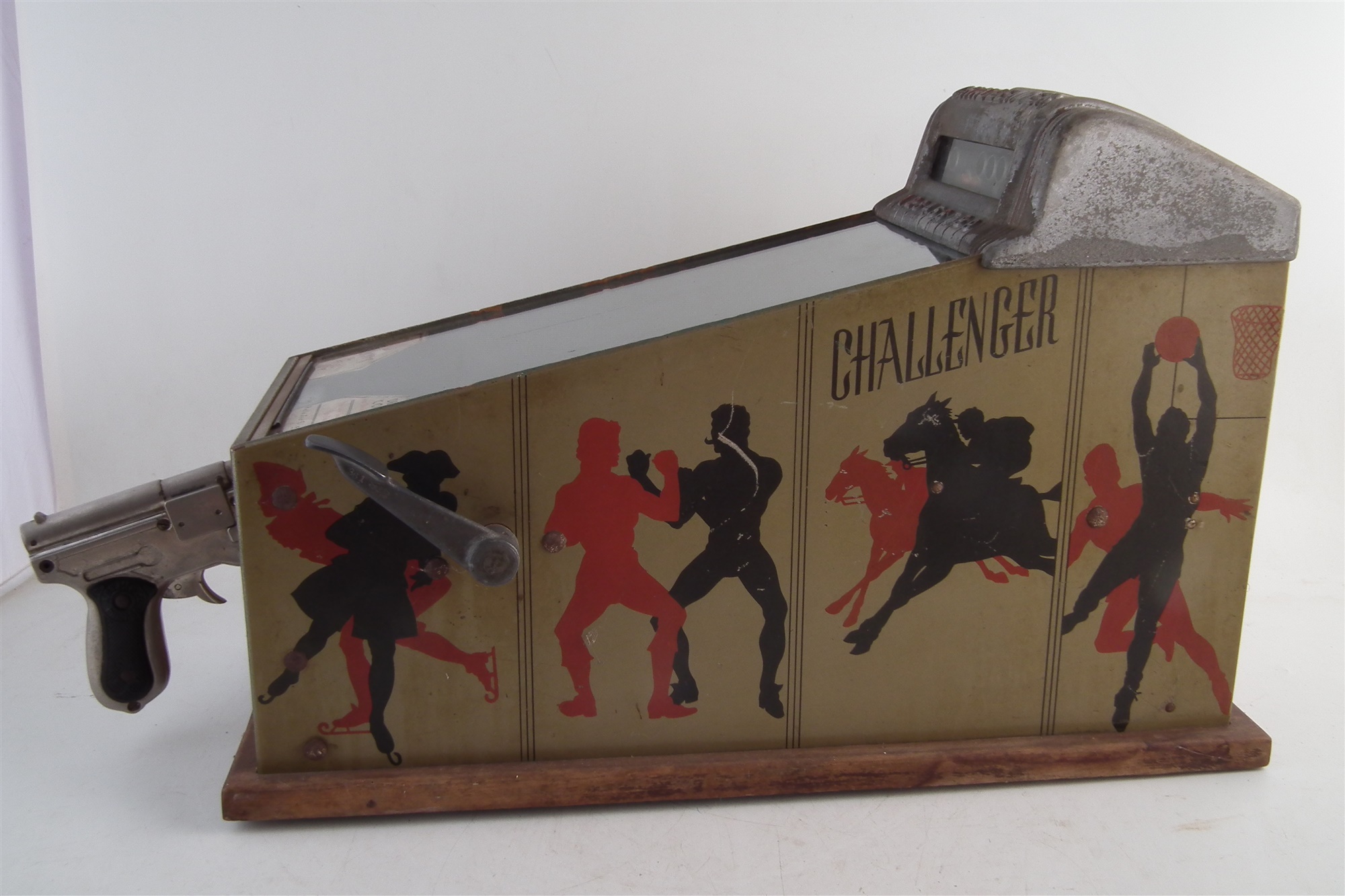 Challenger 1 cent table top pistol pinball machine, by A.B.T Manufacturing Chicago, patented by W.A. - Image 9 of 9