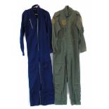 Two Nomex cotton flying suits, size 44 large.