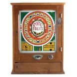 Roto Fruit English electric penny slot machine, with keys for movement and not for cash safe, 75cm