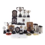 Collection of trophies Manchester Eagle Motor Club