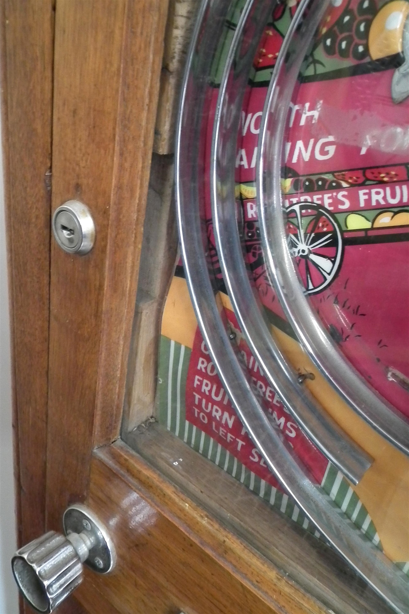 Ruffler and Walker London Triple slot machine in arcade cabinet, to include 'Rowntrees Fruit - Image 10 of 22