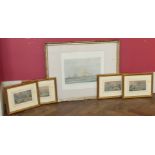 Four framed Victorian watercolour paintings depicting various shooting scenes together with a