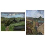 Stephen Wild, "Diggle, Saddleworth" and another, oil on board (2).