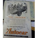 A book of autographs mainly sports related to include Graham Hill etc.