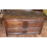 17th century and later oak mule chest, the two front panels bearing initials T & S Condition reports