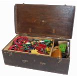 Wooden box containing a large collection of 1960's Maccano Condition reports are not available for