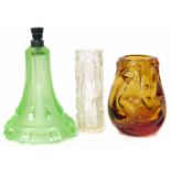 Two art glass vases and a lamp. Condition reports are not available for Interiors Sale