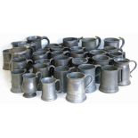 Pewter quart, pint and half pint tankards by Lloyd, Paynet, Amiel, Rand, Atkin Bros and Old