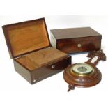 Victorian mahogany aneroid barometer and two boxes Condition reports are not available for Interiors