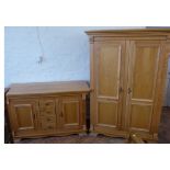 Modern satinbirch wardrobe and side cabinet. Condition reports are not available for Interiors Sale