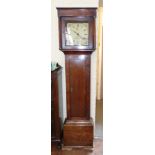 30 hour oak cased longcase clock with square enamel dial (James, Farbam). Condition reports are