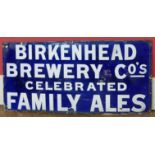 Birkenhead Brewery black and white enamel sign 20" x 42" Condition reports are not available for