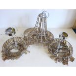 Modern three tier chandelier and two similar chandeliers Condition reports are not available for