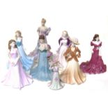 8 Coalport figures, Ladies of Fashion "Joan", "Lorraine" and "Vivien", others to include "Summer