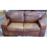 Modern club style leather settee. Condition reports are not available for Interiors Sale