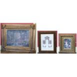 Three large ornately framed contemporary artworks Condition reports are not available for