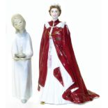 Royal Worcester figure "In Celebration of the Queens 80th birthday and Nao style figure Condition