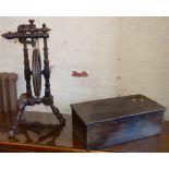 Oak bible box and spinning wheel. Condition reports are not available for Interiors Sale
