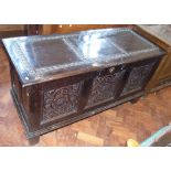 17th century and later carved oak coffer Condition reports are not available for Interiors Sale