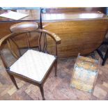 Edwardian corner chair, purdonium and oak drop leaf table Condition reports are not available for