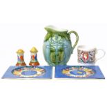 Minton Secessionist jug, pair of Biarritz plates, Laura Knight mug, pair of Clarice Cliff crocus