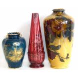 George Jones vase, Melrose ware vase and one other Tyrean ware vase by George Jones. Condition