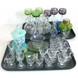 Collection of early glass ware, 19th century and six hock glasses. Condition reports are not