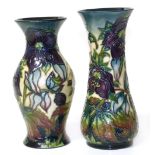 Two Moorcroft vases, 1st quality, the largest stands 19cm high Condition reports are not available