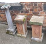 Pre cast sundial and a pair of pedestals Condition reports are not available for Interiors Sale