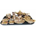 Collection of Crown Derby 1128 imari, to include eight dishes, cup, vase, loving cup, sucrier,