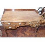 19th century mahogany bow-fronted writing desk with gallery top. Condition reports are not available